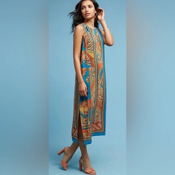 ANTHROPOLOGIE AKEMI + KIN Tanvi 100% Silk Column Dress Sz 4 - Picture 3 of 12